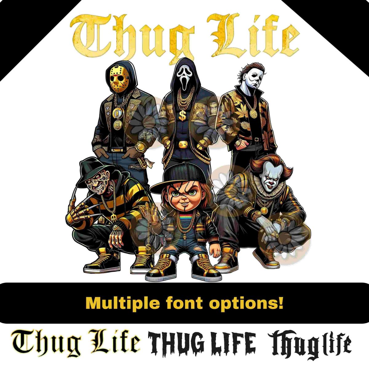 Creepy Halloween Shirt Design Thug Life Black Gold SVG Horror Movie