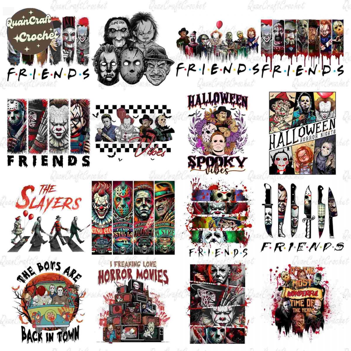 Creepy Halloween SVG Bundle 15 Spooky Friends Horror Movie Characters