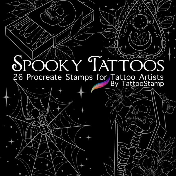 Creepy SVG Tattoo Stamps Witchy Design Collection Bat Witch Pumpkin