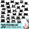 Curious Cat SVG PNG EPS Clipart Bundle Kitten Silhouette Feline