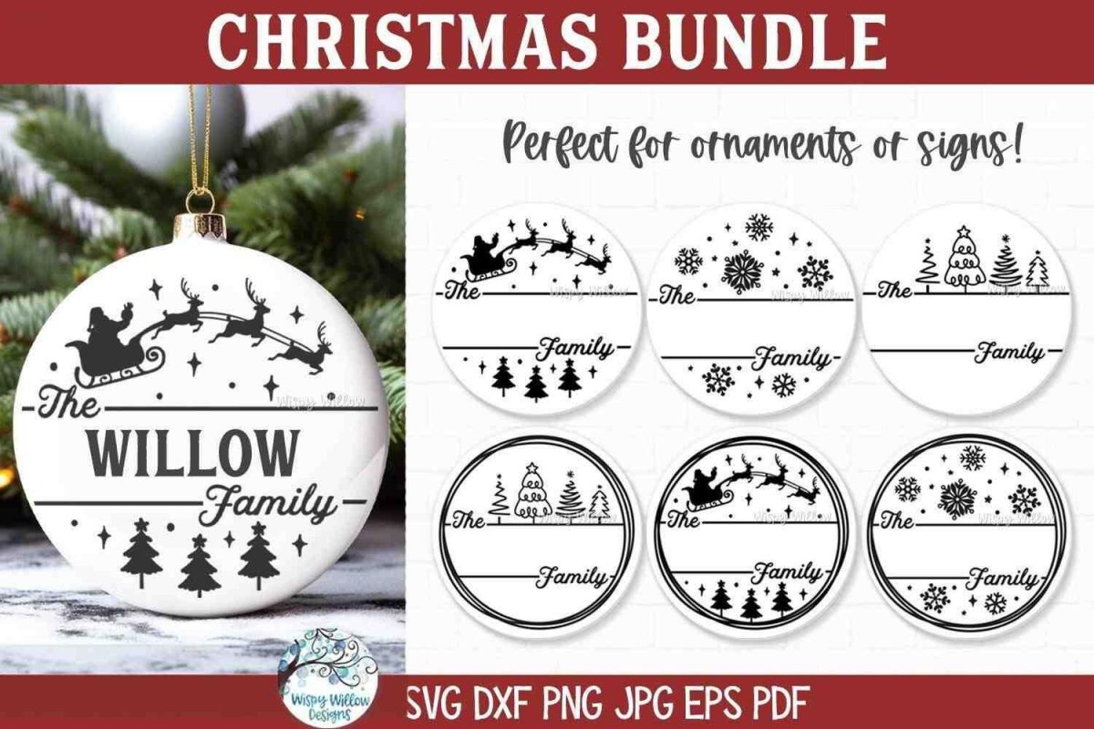 Custom Family Christmas SVG Bundle Cricut Ornaments Personalized Last