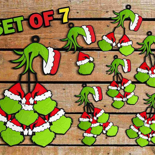 Custom Grinch Family Xmas Ornament Laser File Cartoon Svg Holiday