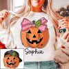 Custom Halloween Childrens Name SVG JackoLantern SVG Cap Chic Bow