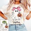 Custom Halloween Kids Name SVG Ghost Pumpkin SVG Ballcap Coquette Bow