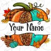 Custom pumpkin name PNG western pumpkin Fall leaves SVG for Autumn