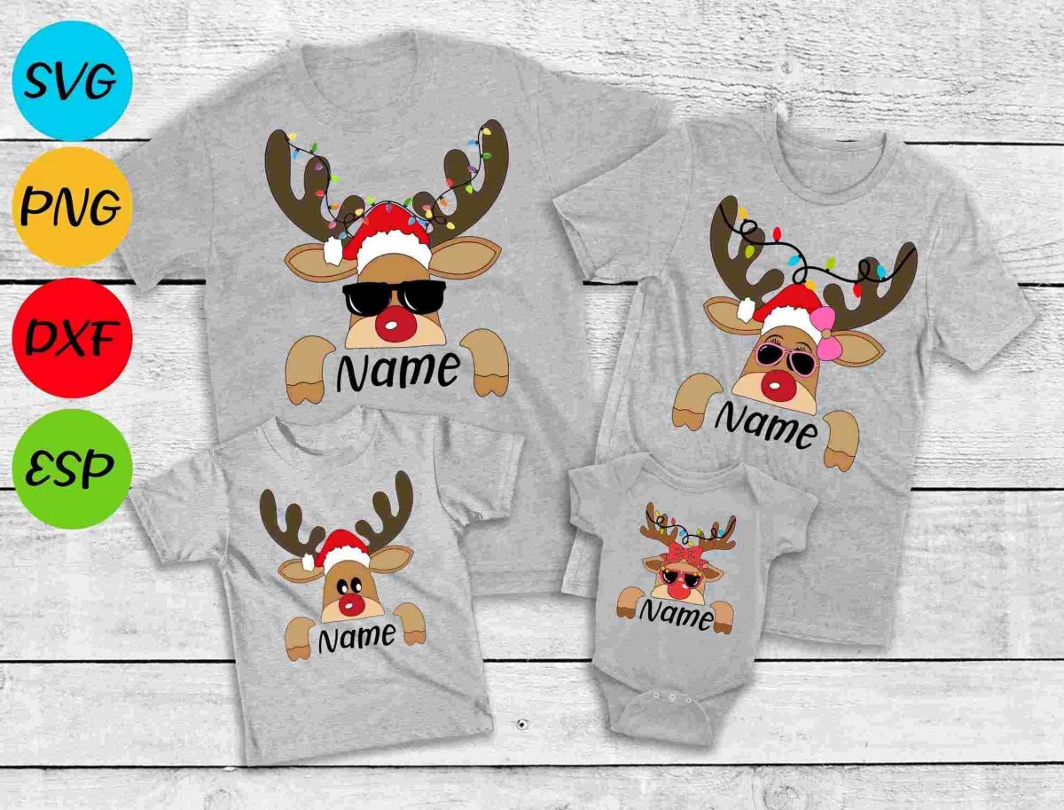 Custom Reindeer Family Christmas Tee SVG