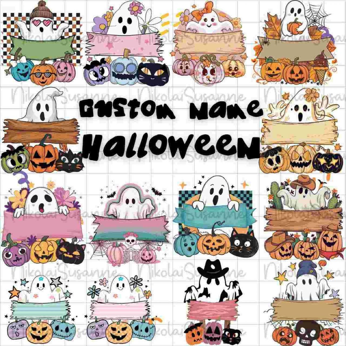 Custom SVG Halloween Bundle Grandma Nana Mimi Cute Ghosts Groovy