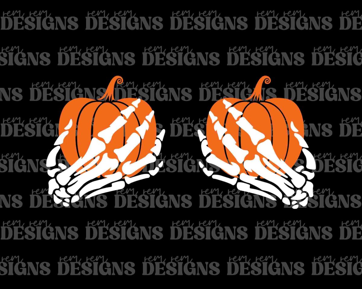 Cute Funny Skeleton Hands Pumpkins SVG Spooky Autumn Clipart