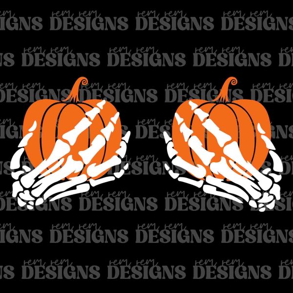 Cute Funny Skeleton Hands Pumpkins SVG Spooky Autumn Clipart