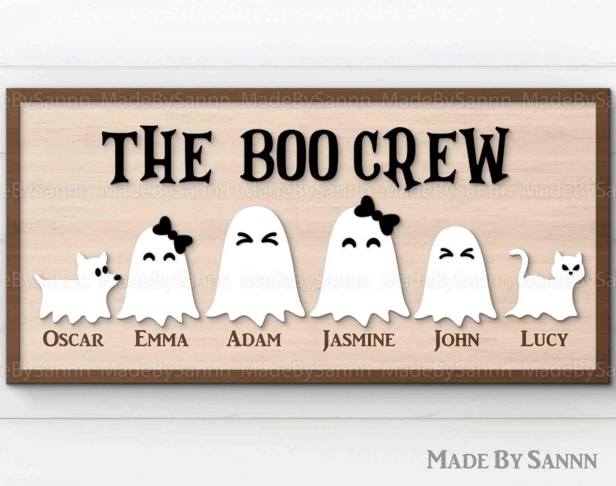 Cute Halloween Ghost Family SVG Spooky Sign Laser Cut Files