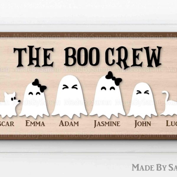 Cute Halloween Ghost Family SVG Spooky Sign Laser Cut Files