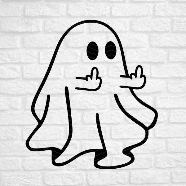 Cute Halloween Ghost Middle Finger SVG PNG for Cricut