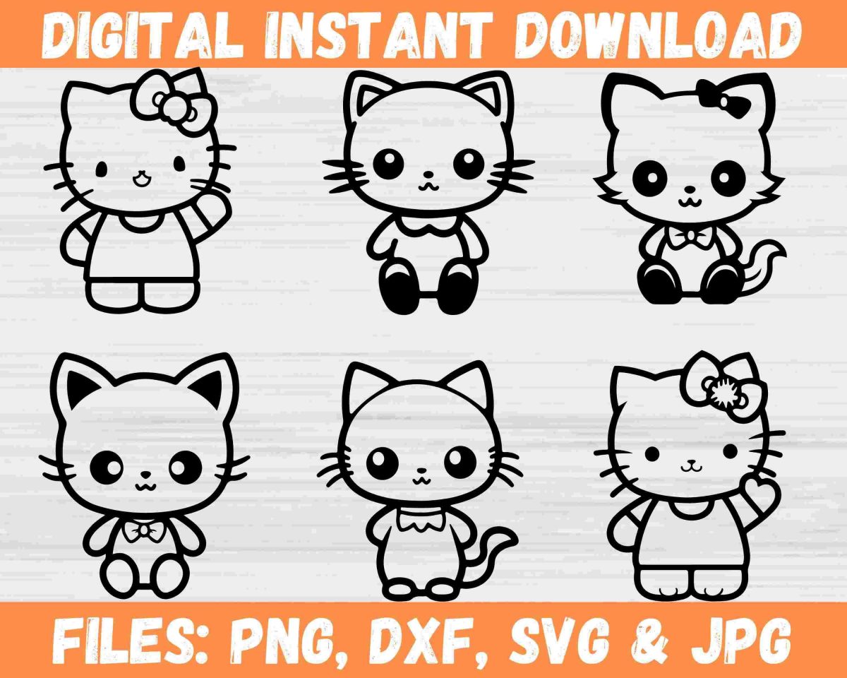 Cute Kitten SVG Bundle for Cat Lovers Clipart for Silhouette Cricut