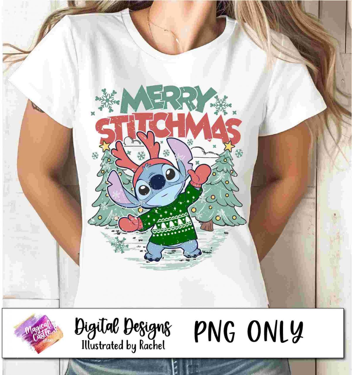 Cute Merry Stitchmas png Christmas Shirt Sublimation Design 300 DPI