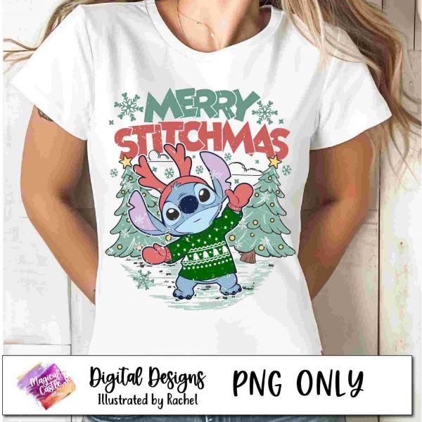 Cute Merry Stitchmas png Christmas Shirt Sublimation Design 300 DPI