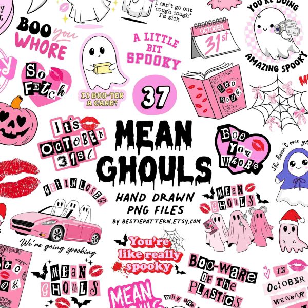 Cute Pink Halloween SVG Bundle Mean Girls PNG Sublimation Adorable