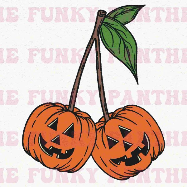 Cute Pumpkin Cherries Jackolantern Designs Sublimation Download PNGs