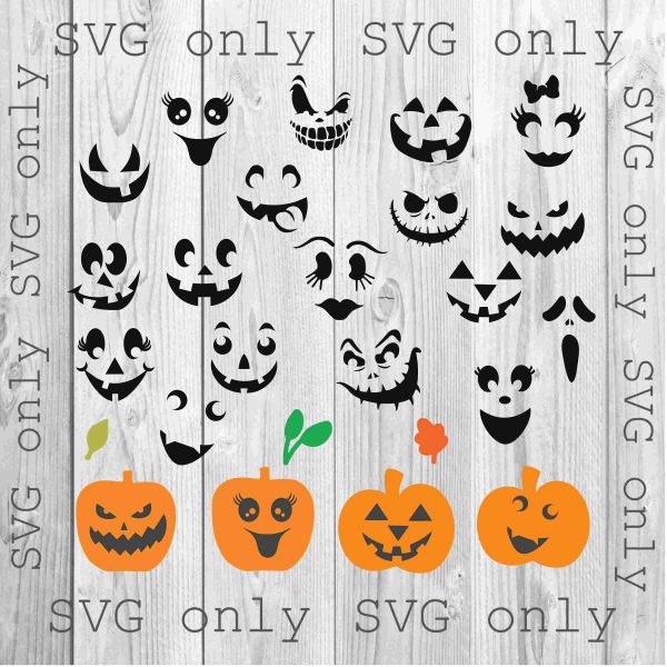 Cute Pumpkin Face SVG Jack O Lantern Funny Halloween Faces Fall SVGs