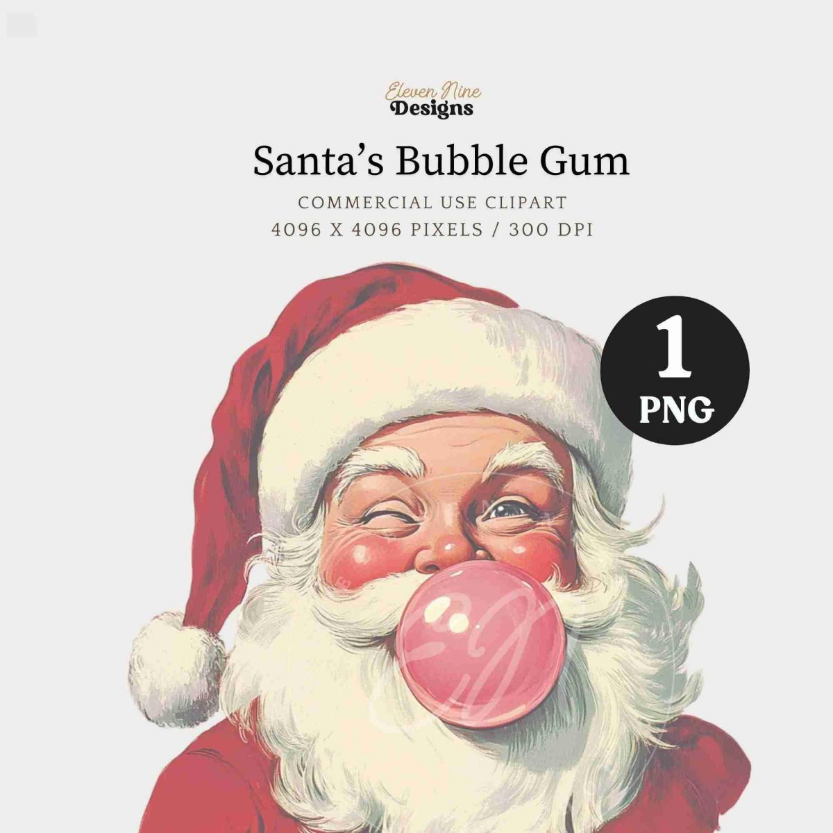 Cute Retro Santa Bubble Gum Design SVG Funny Clipart for Pink