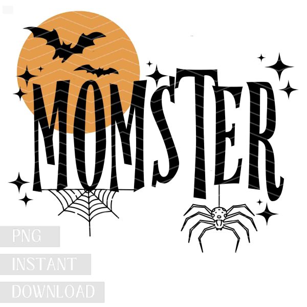 Cute Yet Spooky Momster Halloween PNG Clipart for Tshirt Instant