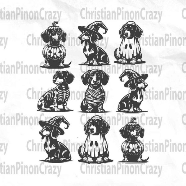 Dachshund Halloween Dog Watercolor Clipart 20 TopQuality PNGs Spooky