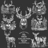 Dark Backgrounds Deer Designs Bundle SVG PNG Digital Download for