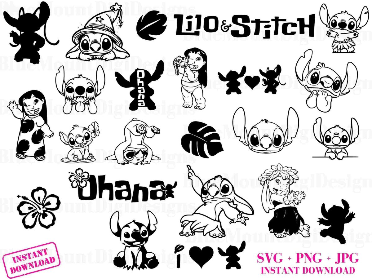 Digital Download Bundle SVGs PNGs JPGs Lilo Stitch Theme Ohana