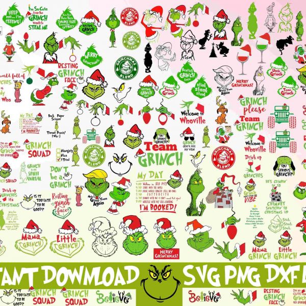 Discover 750 Grinch SVG PNG Bundle 190 Unique Designs Clipart Cricut