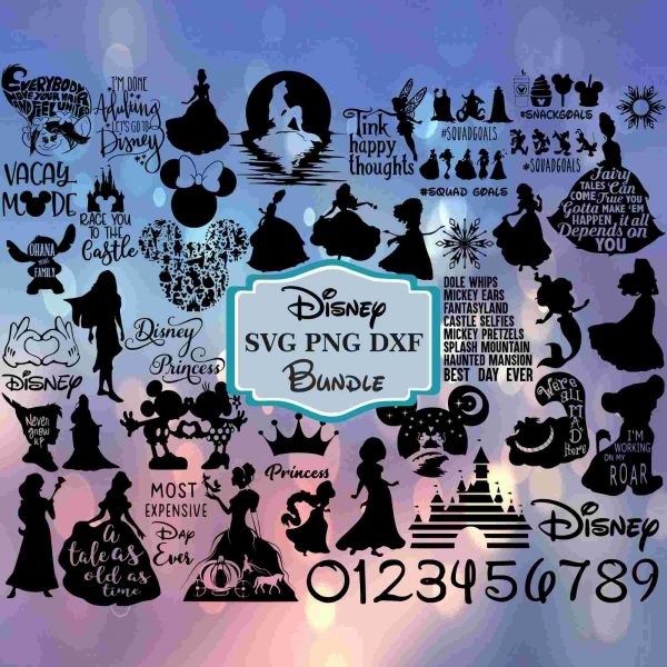 Disney Bundle 50 Mickey Svg Png Dxf Files for Cricut Silhouette