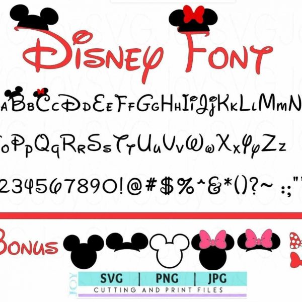 Disney Font SVG for Mickey Mouse TShirts Birthday Party Shirt Cut