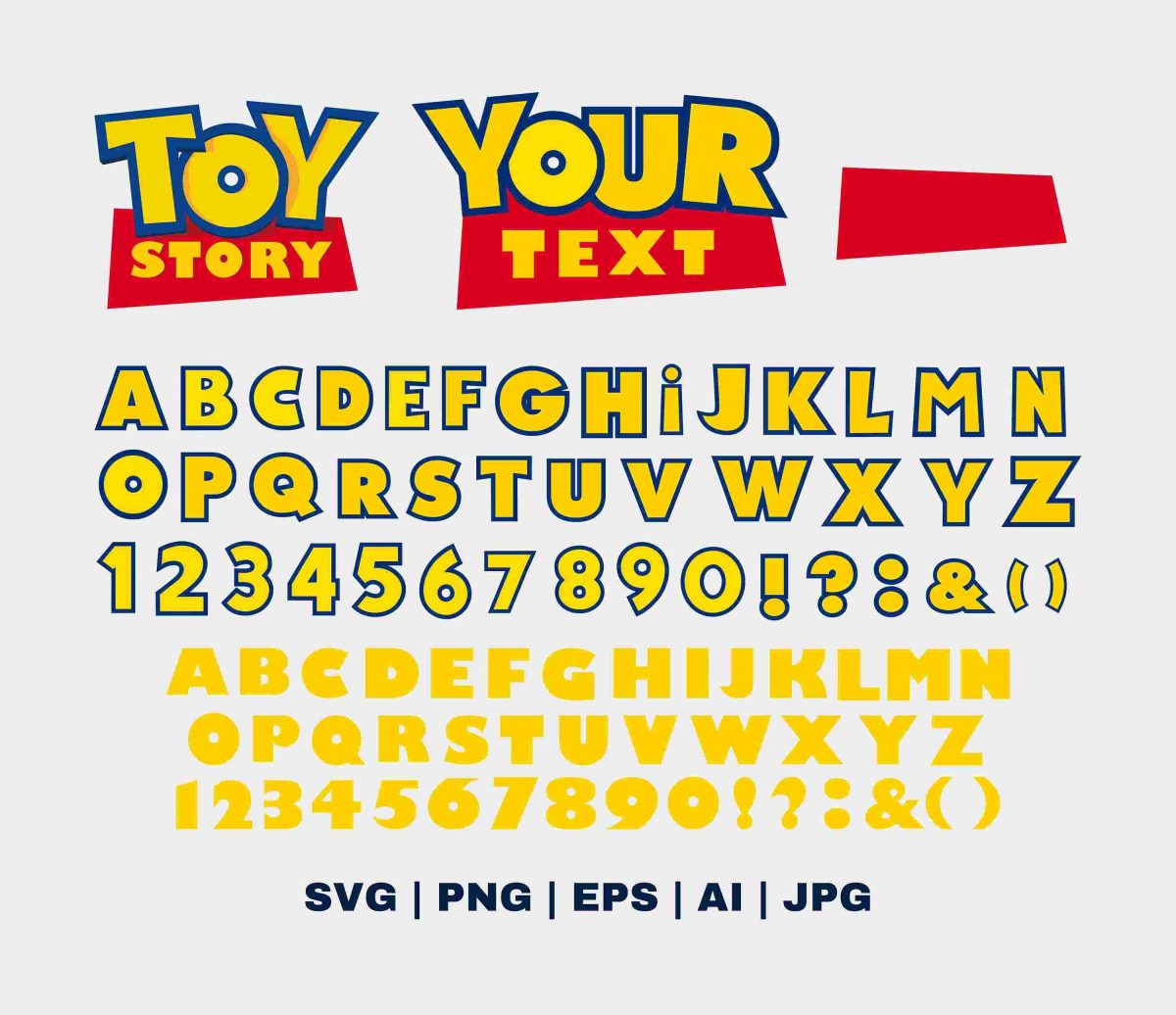 Download Toy Story Font SVG with Alphabet Letters Numbers and