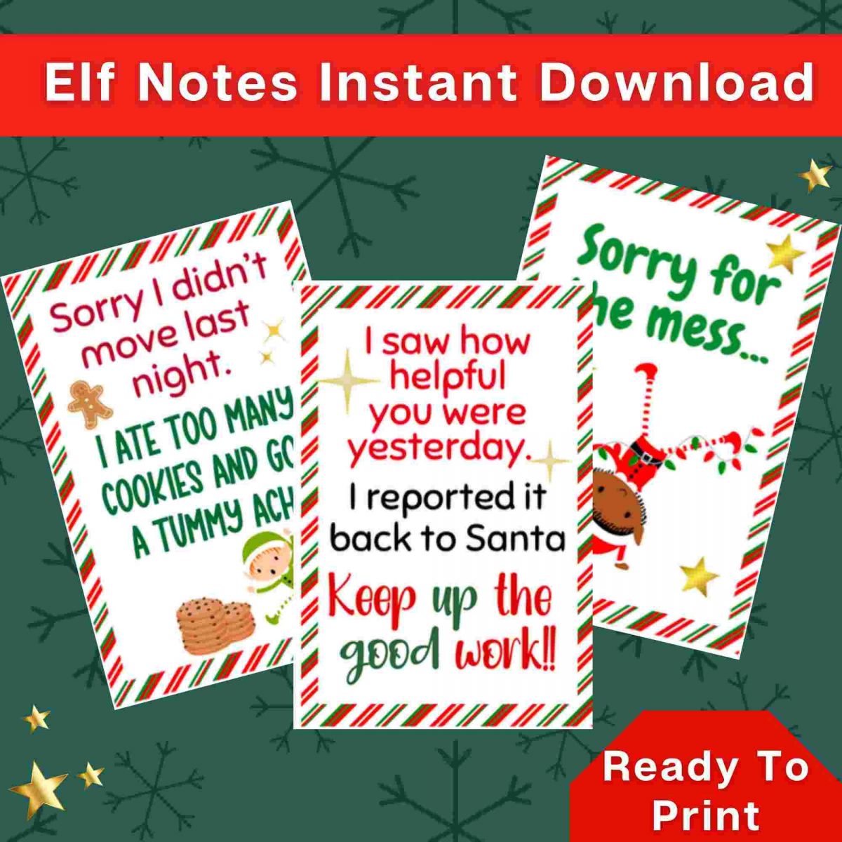 Elf Notes Printable Christmas Digital Instant Download message from elf 2x3 Small Size Note from Elves Quick Ideas elf stationary