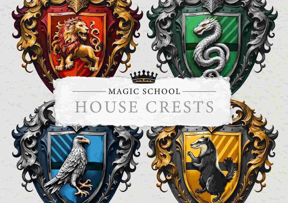 Enchanting Wizard School Crests Clipart SVG Coats of Arms Logotype