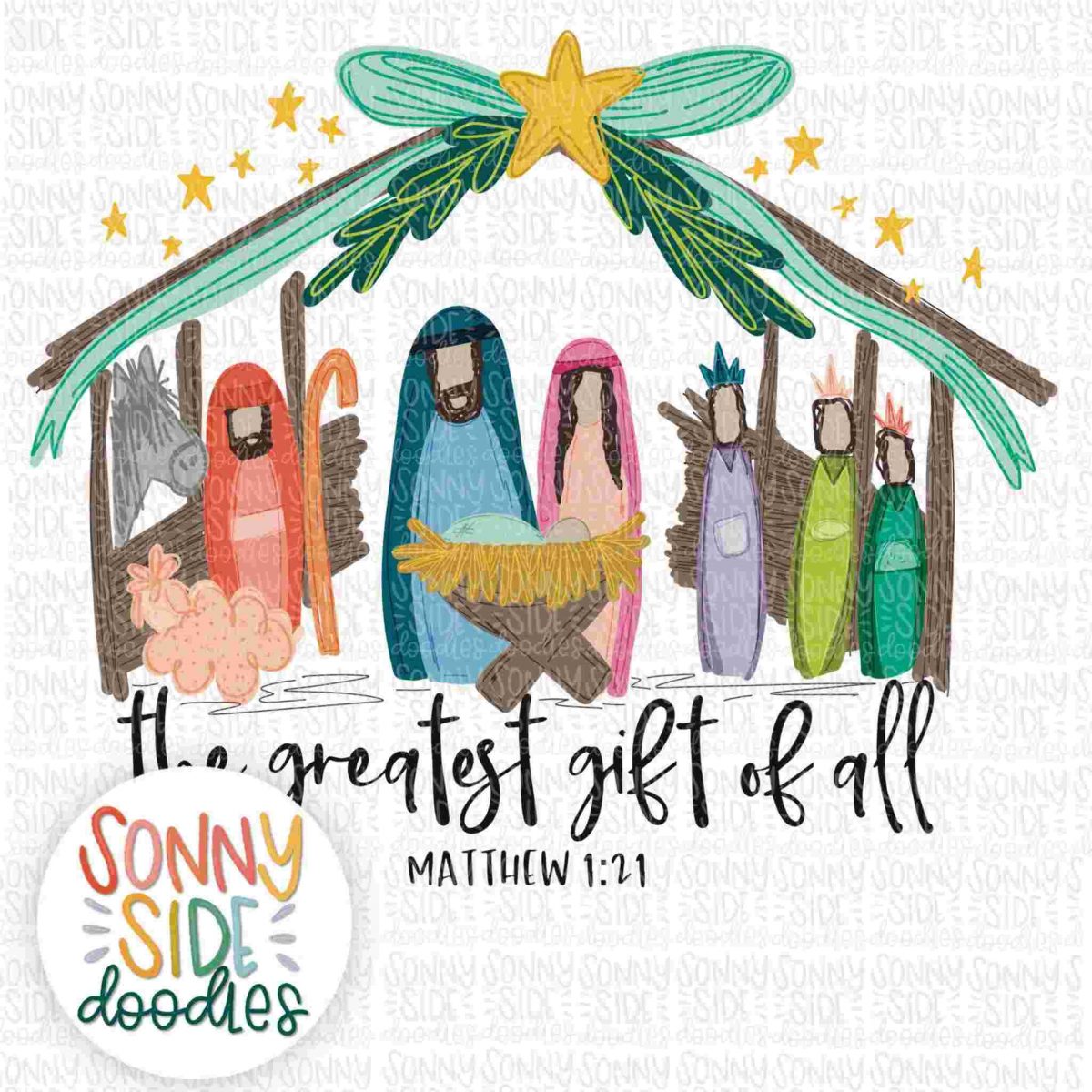 Exquisite Nativity Coquette Christmas Design HandDrawn SVG and PNG