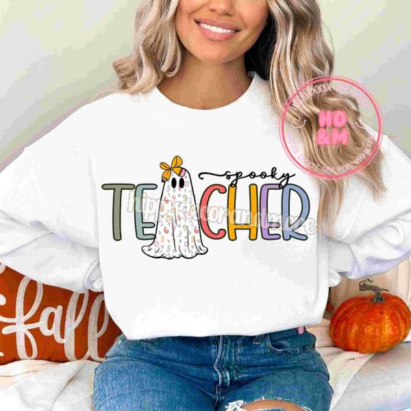 Fall Back to School SVG Ghost PNG Teacher Shirt Design