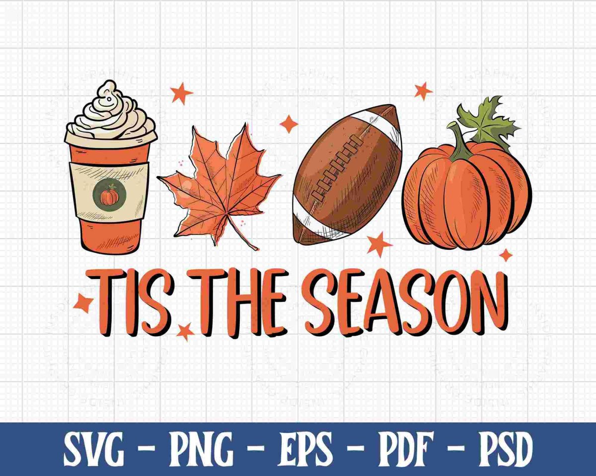 Fall Fun Football Latte Leaves Pumpkin Vibes More in PNG SVG