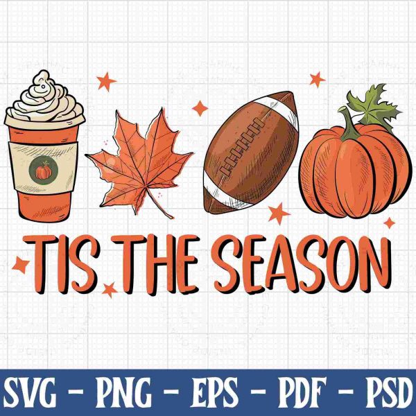 Fall Fun Football Latte Leaves Pumpkin Vibes More in PNG SVG