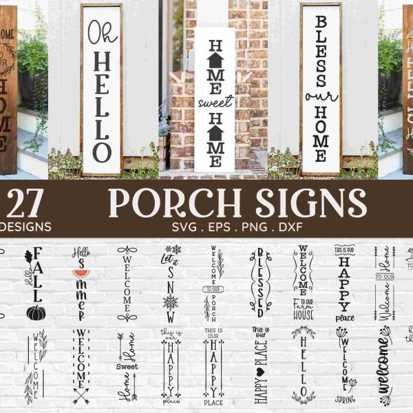 Farmhouse Porch Sign SVG Bundle 50 OFF Buy 4 Vertical Welcome Signs