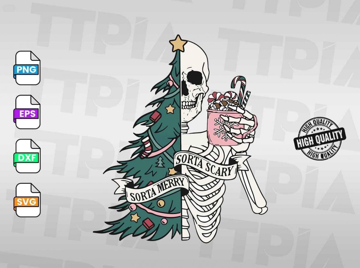 Festive and Frightful Christmas SVG PNG Instant Download for Holiday