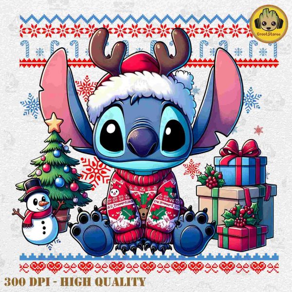 Festive Blue Monster Cartoon Design SVG Christmas Sweater Character