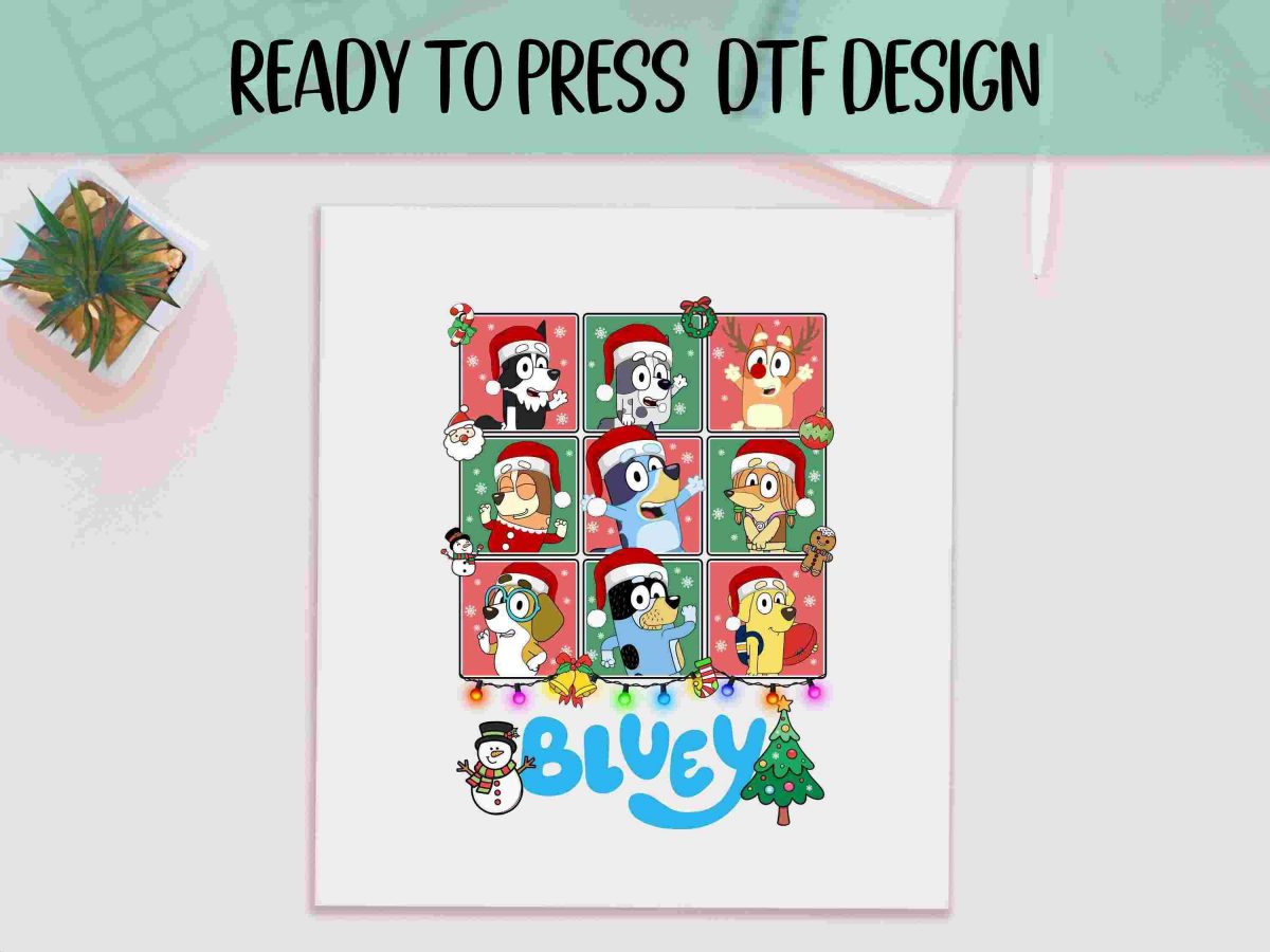 Festive Bluey Friends SVGPNG for DTF Xmas Family Print Heat Press