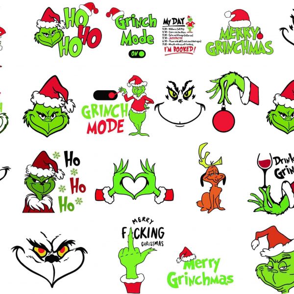 Festive Christmas and Grinch Svg Bundle with Instant Download Png