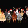 Festive Christmas Chickens SVG Merry Holiday PNG Xmas Lights PNG