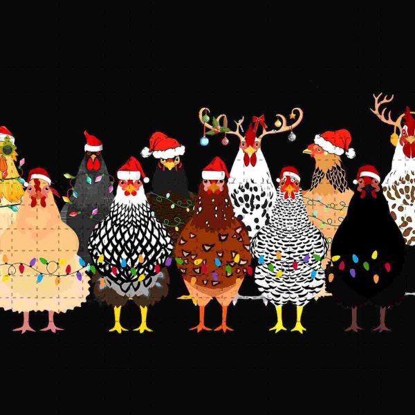 Festive Christmas Chickens SVG Merry Holiday PNG Xmas Lights PNG