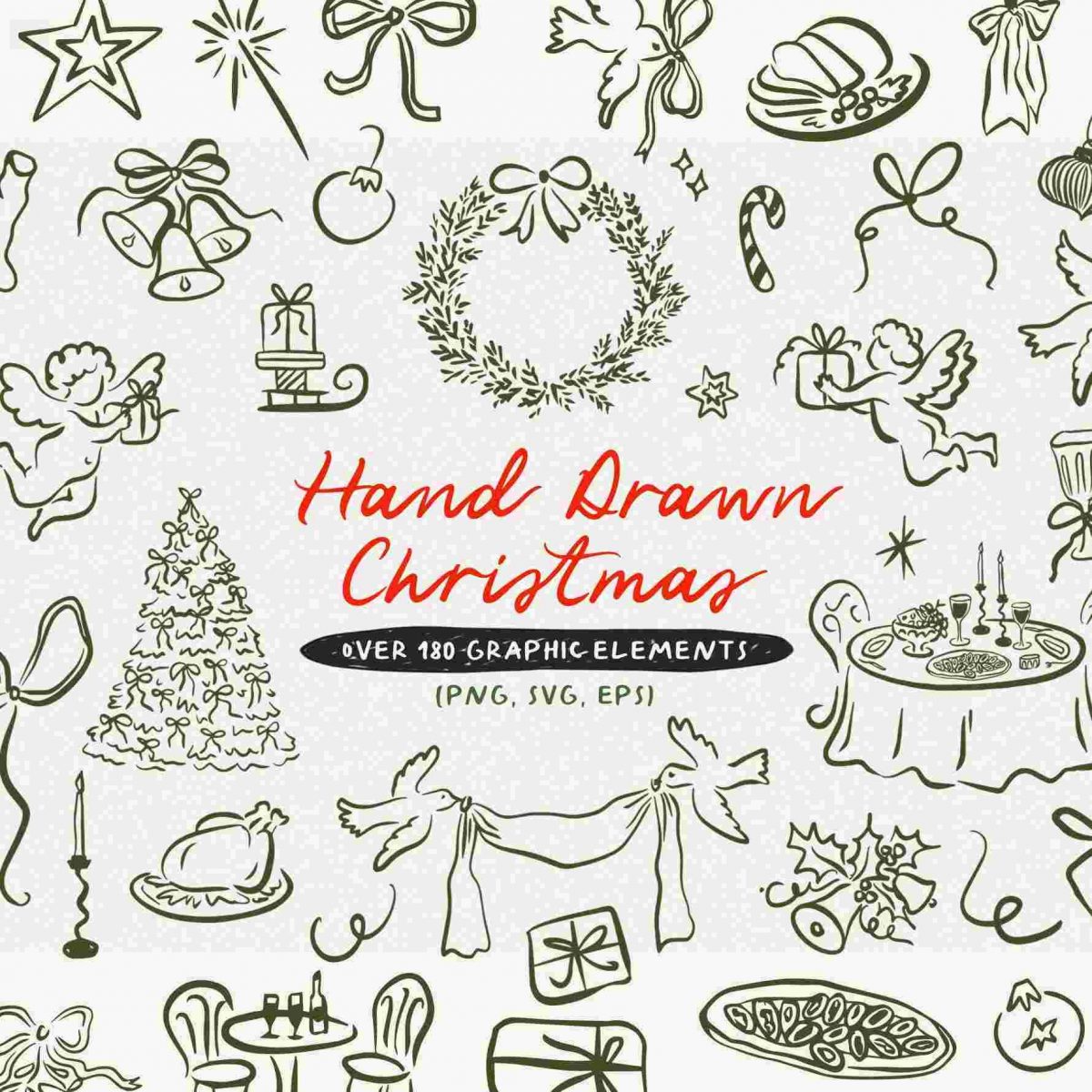 Festive Christmas Clipart Bundle for Holiday Invites Christmas SVG