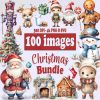 Festive Christmas Clipart Bundle Santa Reindeer Tree Snowman PNG