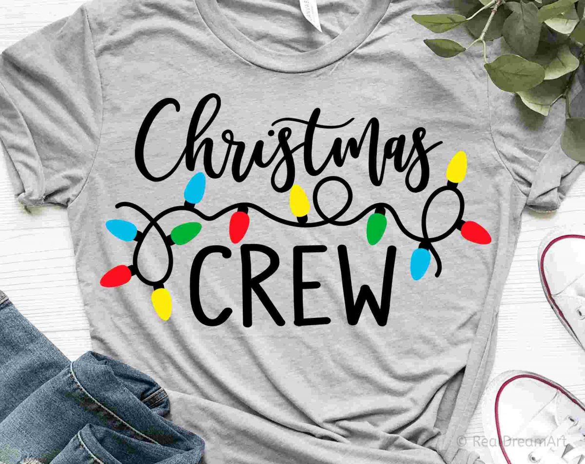 Festive Christmas Crew Lights SVG for Kids Funny Shirts Merry