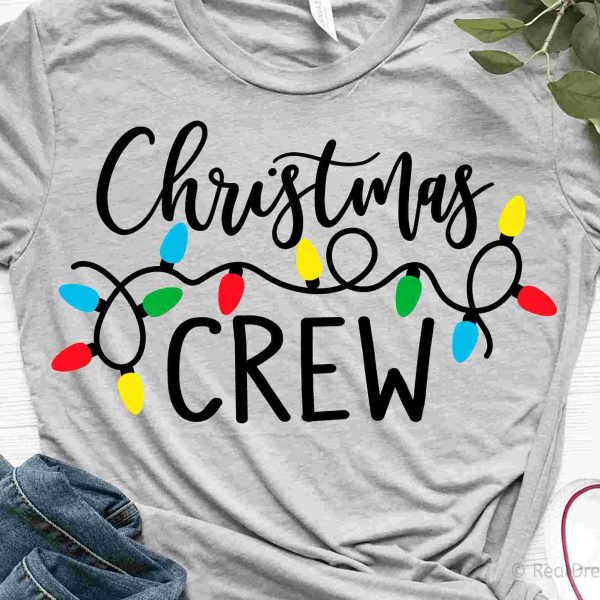 Festive Christmas Crew Lights SVG for Kids Funny Shirts Merry