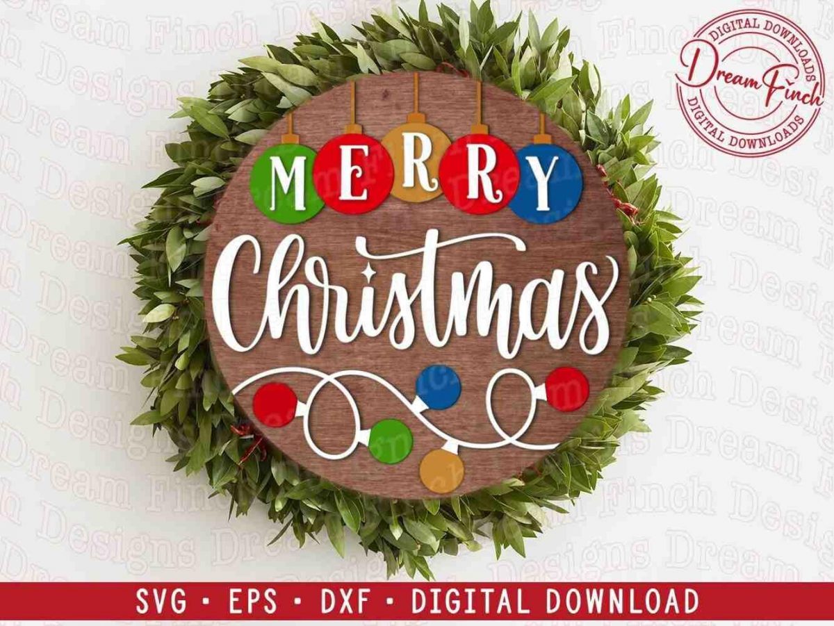 Festive Christmas Door Hanger SVG EPS DXF for Glowforge Laser Cutting