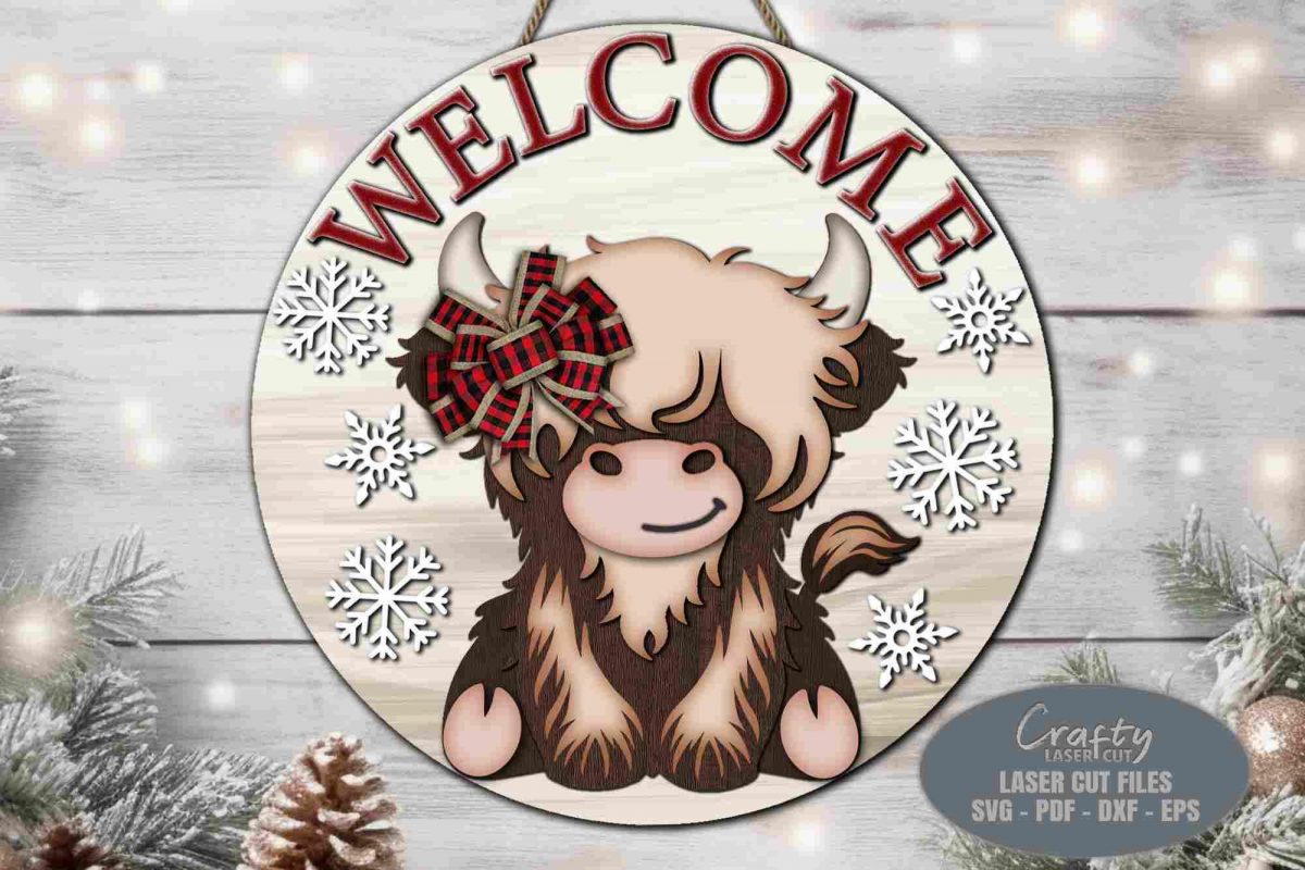 Festive Christmas Door Hanger Welcome Sign SVG Collection for